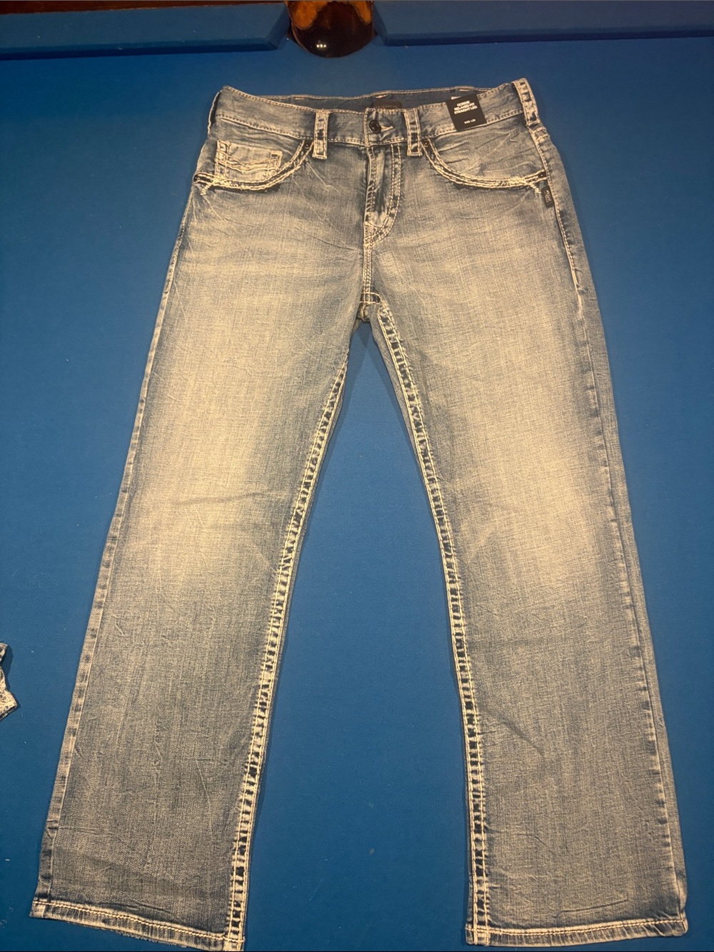 Men's Light Blue Loose Straight-Leg Gordie Jeans